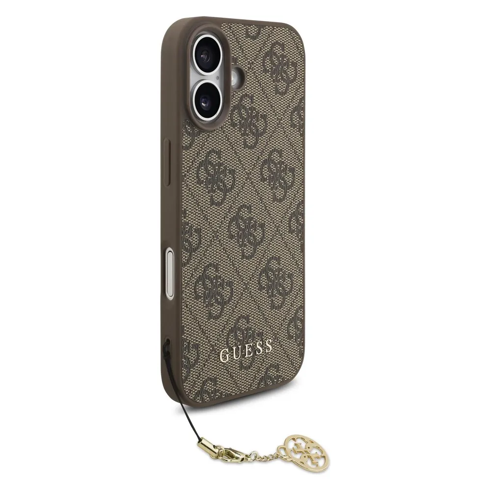 Handyhülle Guess Braun 4G Logo Goldener Charm Elegant für iPhone 17
