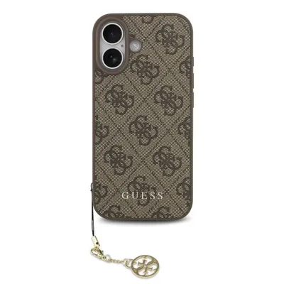 Handyhülle Guess Braun 4G Logo Goldener Charm Elegant für iPhone 17