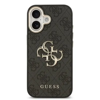 Smartphone-Hülle Guess Kunstleder Schwarz Großes 4G-Logo Elegant für iPhone 17