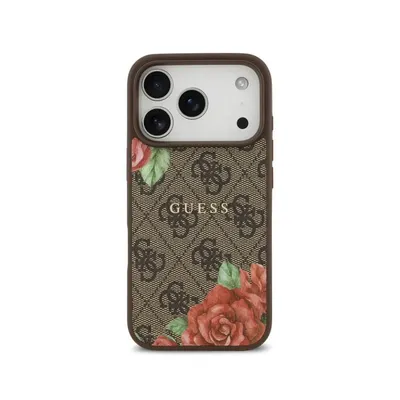Smartphone-Hülle Guess 4G Blumen Braun MagSafe Elegant für iPhone 17 Pro