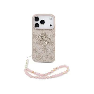 Handyhülle Guess Kunstleder Rosa 4G Logo Perlenband für iPhone 17 Pro