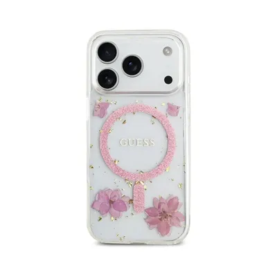 Funda für Handy Guess MagSafe Hülle Blumen Rosa Gold Details für iPhone 17 Pro