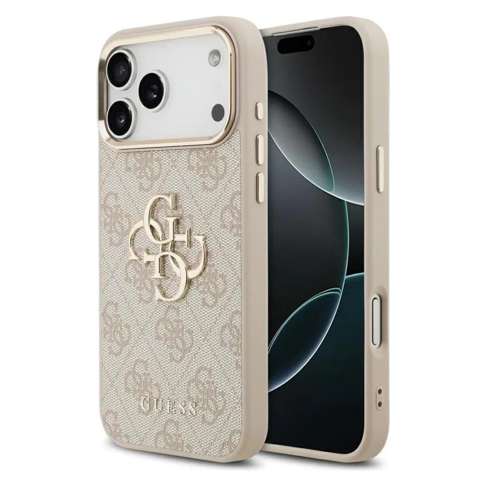Handyhülle Guess Hartschale Rosa Großes 4G-Logo Gold für iPhone 17 Pro Max
