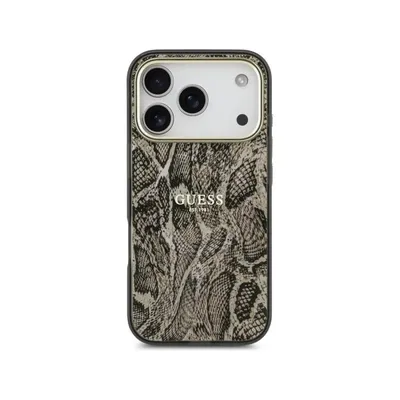 Handyhülle Guess PC+TPU Braun Python MagSafe für iPhone 17 Pro Max