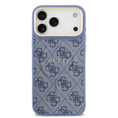 Handyhülle Guess Kunstleder Blau MagSafe Klassisches Logo für iPhone 17 Pro Max