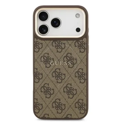 Handyhülle Guess Kunstleder Braun MagSafe Klassisches Logo für iPhone 17 Pro Max