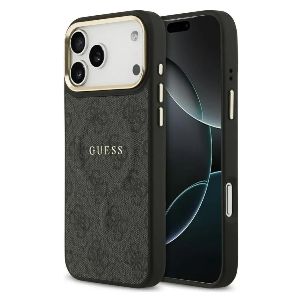 Handyhülle Guess Kunstleder Schwarz MagSafe Klassisches Logo für iPhone 17 Pro Max