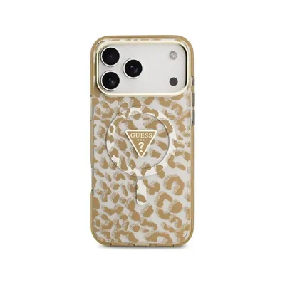 Handyhülle Guess PC+TPU Leopard Braun Glitzer MagSafe für iPhone 17 Pro