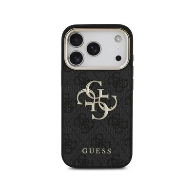 Handyhülle Guess Kunstleder Schwarz Großes 4G-Logo Gold Elegant für iPhone 17 Pro