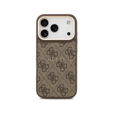 Handyhülle Guess Kunstleder Braun MagSafe Klassisches Logo für iPhone 17 Pro