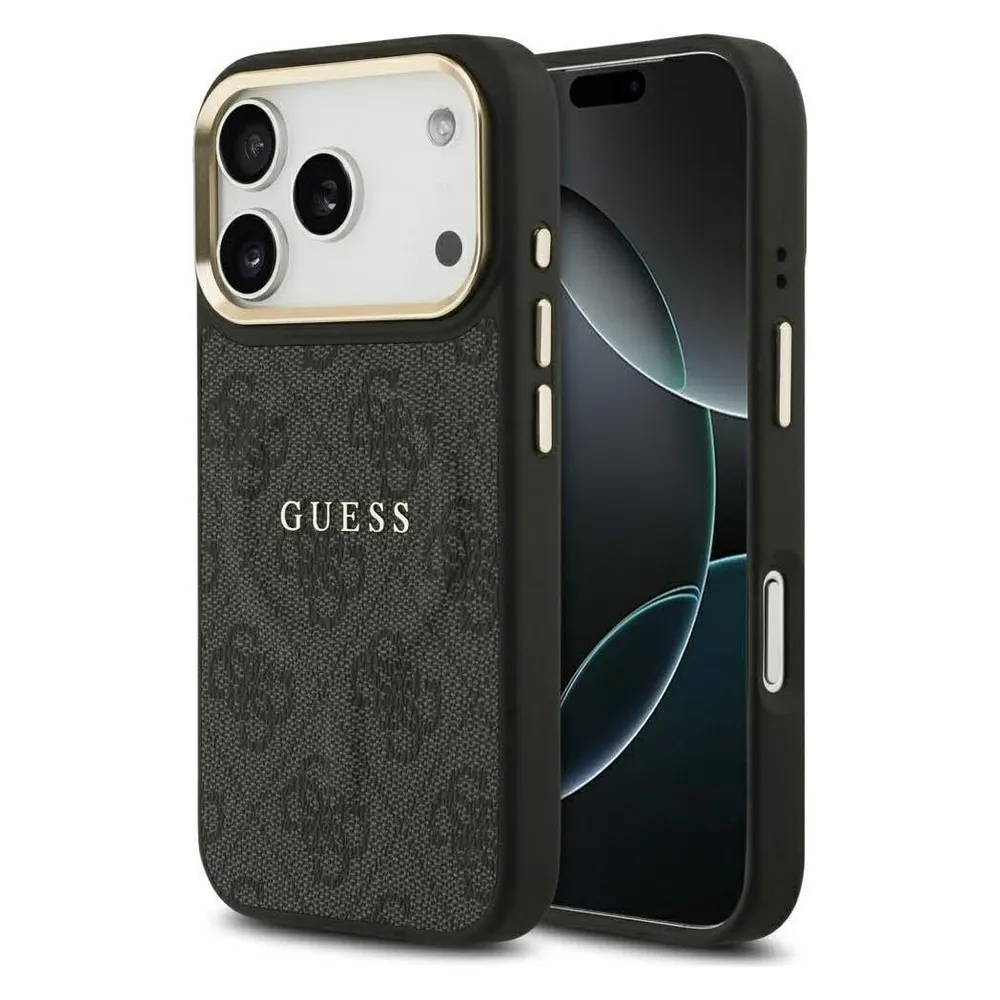Handyhülle Guess Kunstleder Schwarz MagSafe Logo Klassisch für iPhone 17 Pro