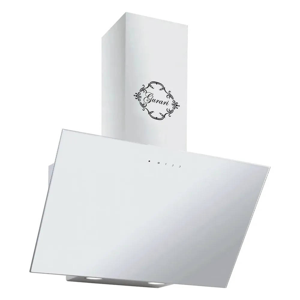 GURARI Kopffreihaube GCH 286 WH 6 Dunstabzugshaube 60cm, 1000m³/h Wandhaube,Weiß Glas