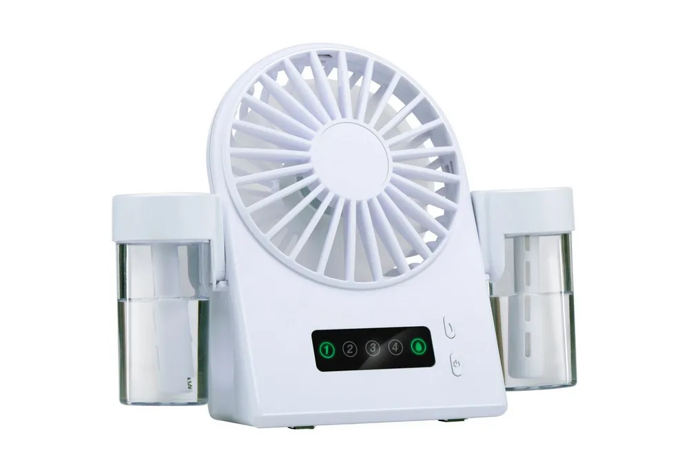 HAC24 Tischventilator Mini Akku Wasser Ventilator Mobiler Tischlüfter, mit Sprühnebel 12 × 15 × 5 cm 4 Stufen USB-C