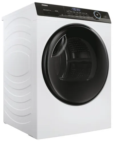 Haier Wärmepumpentrockner HD90-A3TEAM5, Smart hOn App mit künstlicher Intelligenz, Ablaufschlauch