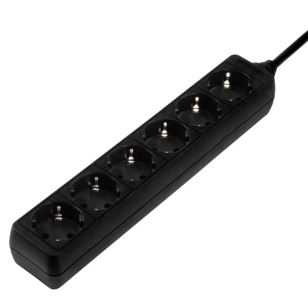 Steckdosenleiste 6-fach, 1,4 m, Schwarz (00030393)