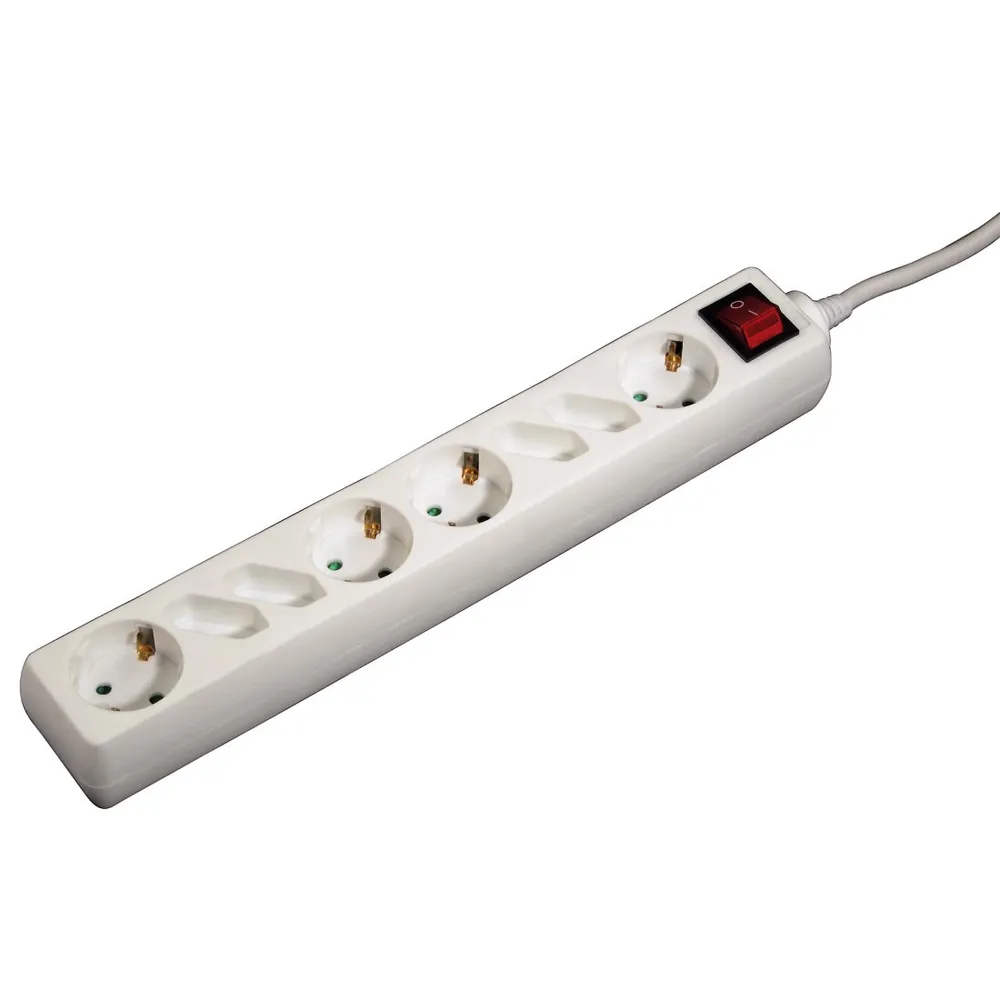Steckdosenleiste, 8-fach, mit Schalter, 1,4 m, Weiß (00047776)