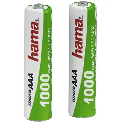 Hama 2er-Pack wiederaufladbare Batterien 1000 mAh AAA HR03