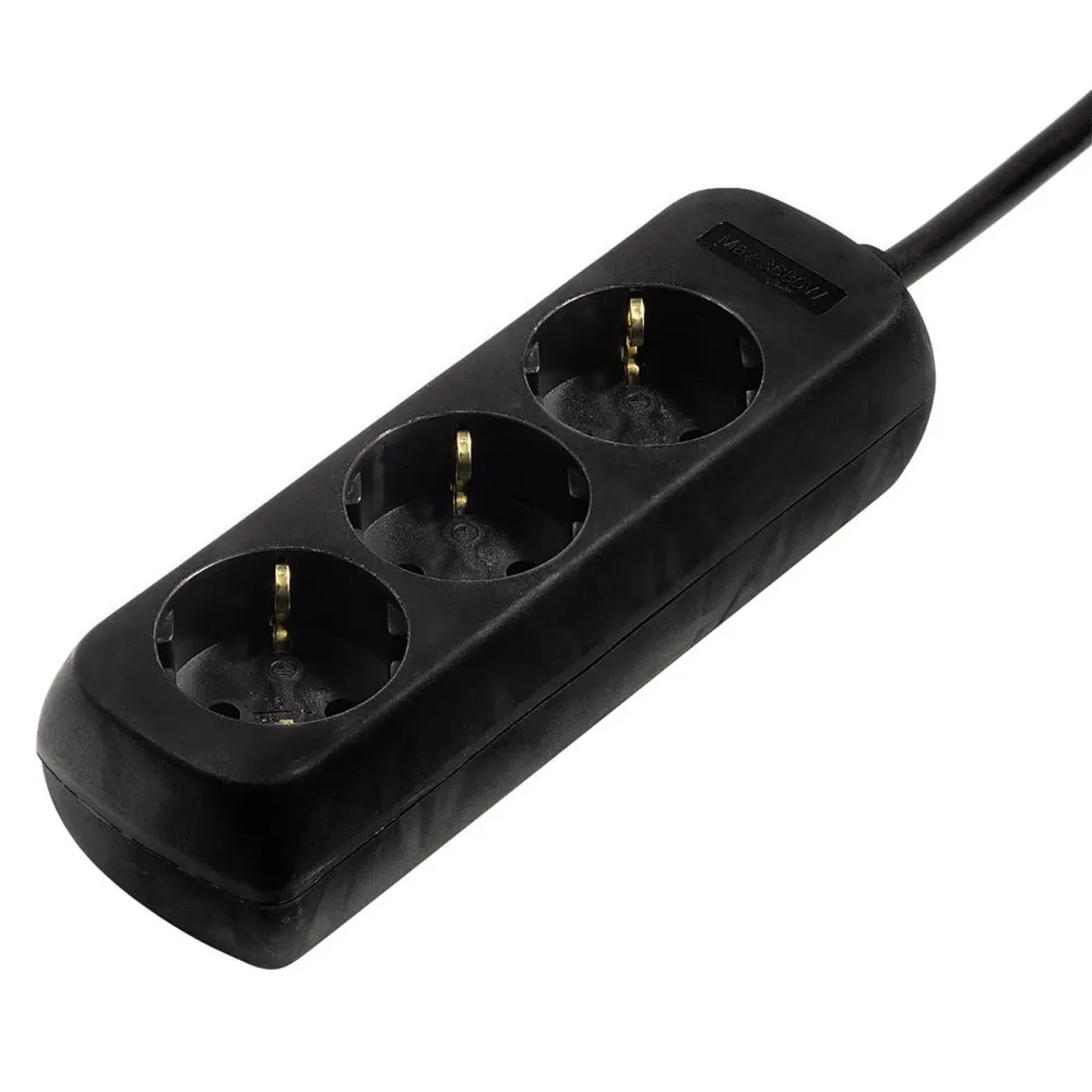 Steckdosenleiste 3-fach, 5 m, Schwarz (00108843)