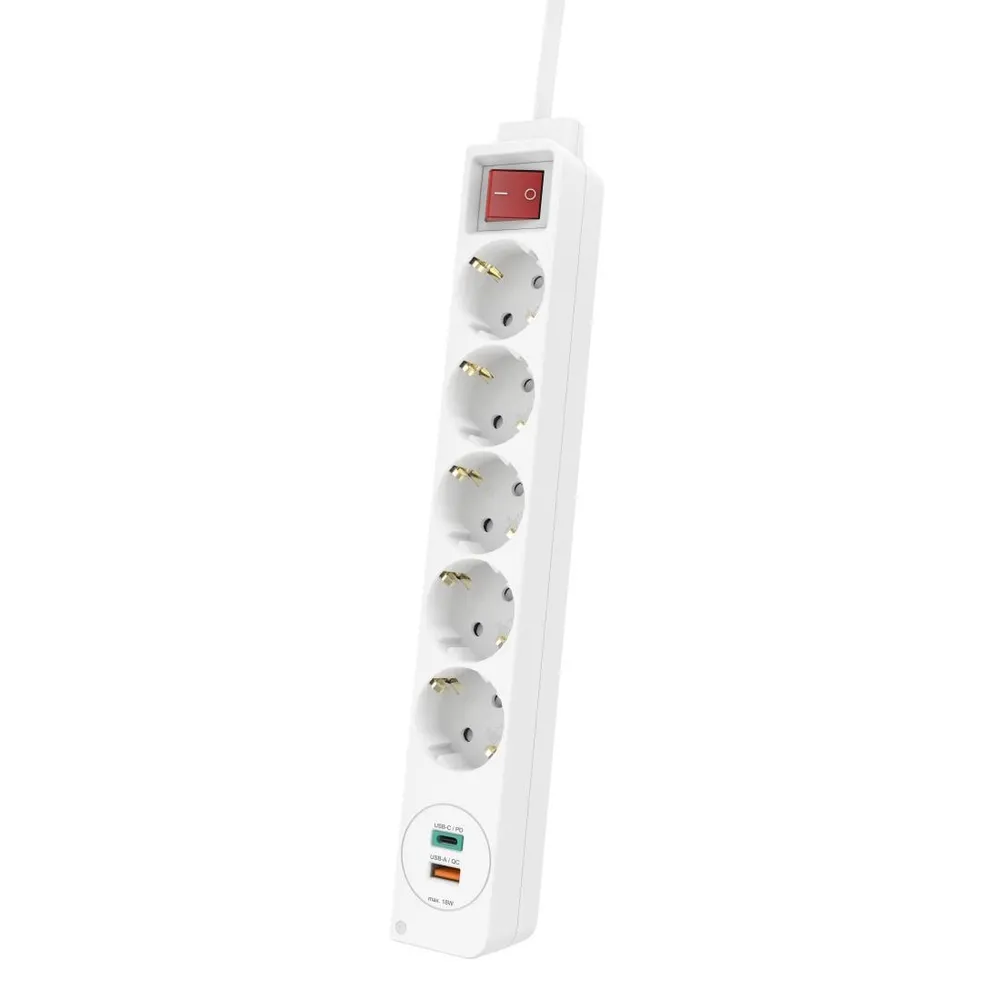 Steckdosenleiste, 5-fach, USB-C/USB-A-Buchse, PD/Fast Charge max. 18W, WS (00133758)