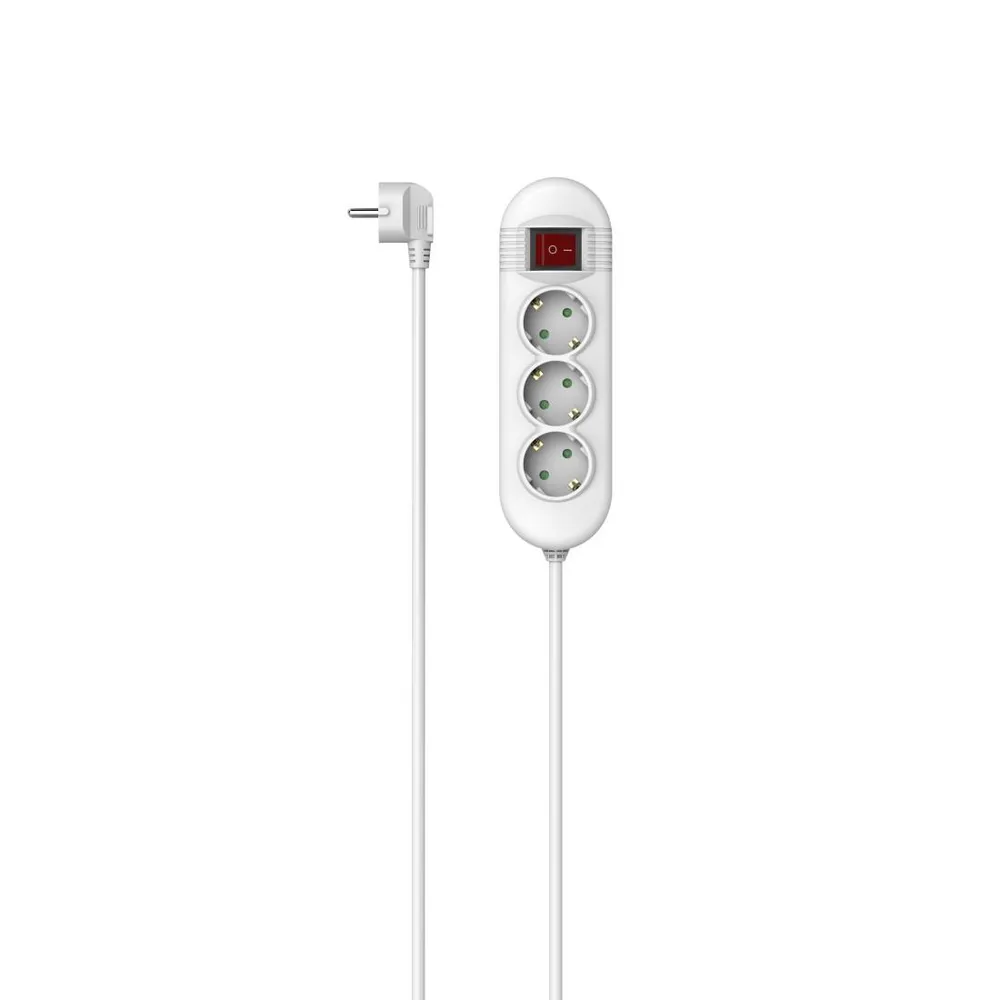Steckdosenleiste, 3-fach, Schalter, optim. Schalterposition, 1,4 m, Weiß (00223021)