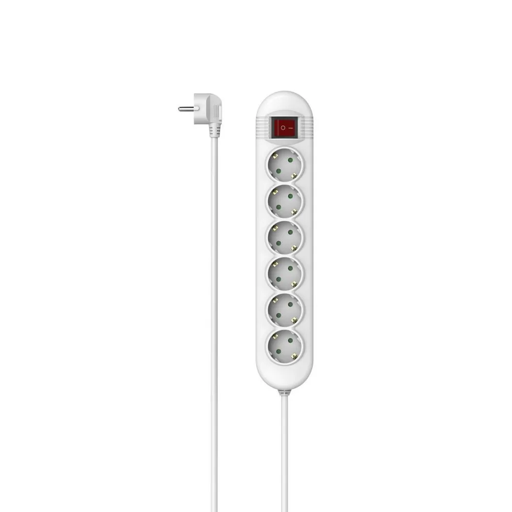 Steckdosenleiste, 6-fach, Schalter, optim. Schalterposition, 1,4 m, Weiß (00223023)