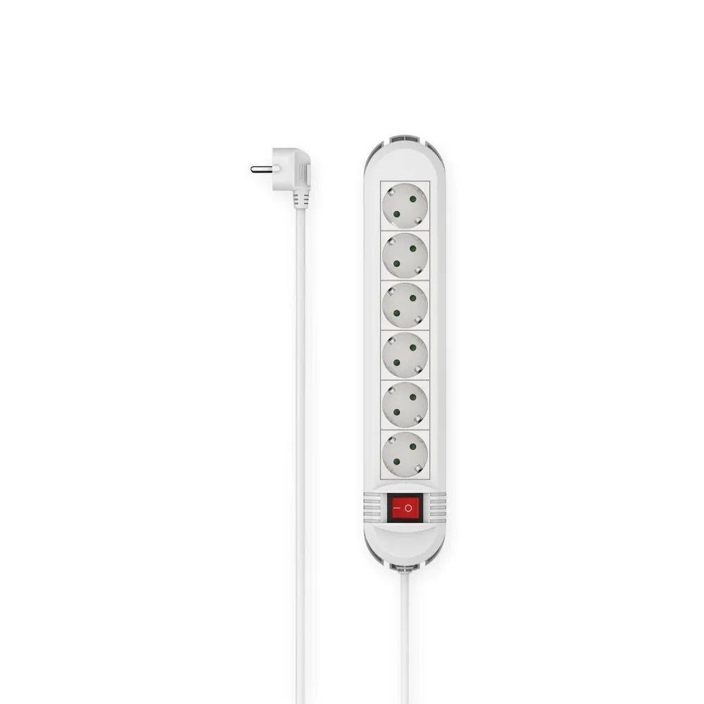 Steckdosenleiste, 6-fach, Schalter, Wandmontage, 3 m, Weiß (00223036)