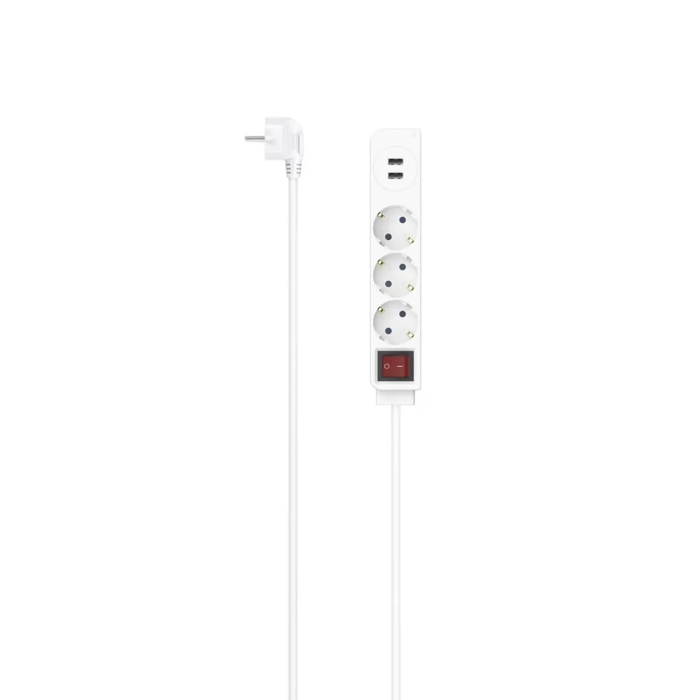 Steckdosenleiste, 3-fach, USB-A 17W, Schalter, 1,4 m, Weiß (00223181)