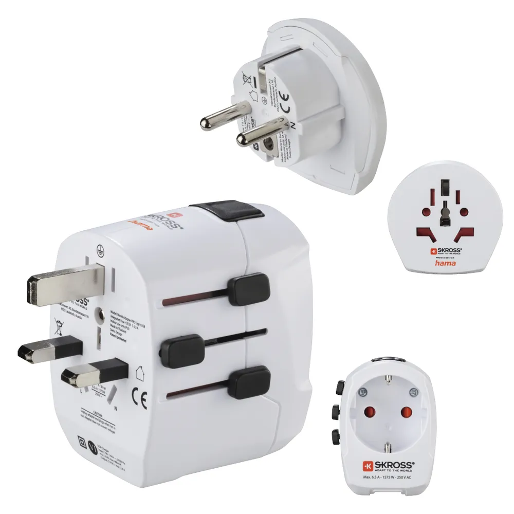 Reiseadapter Hama World Travel Pro Light USB Weiß 2 USB-Ports Universal