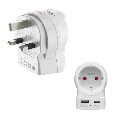 Steckdosenadapter Hama EU zu UK 2 USB-A USB-C Ports 20W weiß