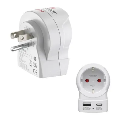 Reiseadapter Hama EU zu US mit 2 USB Ports