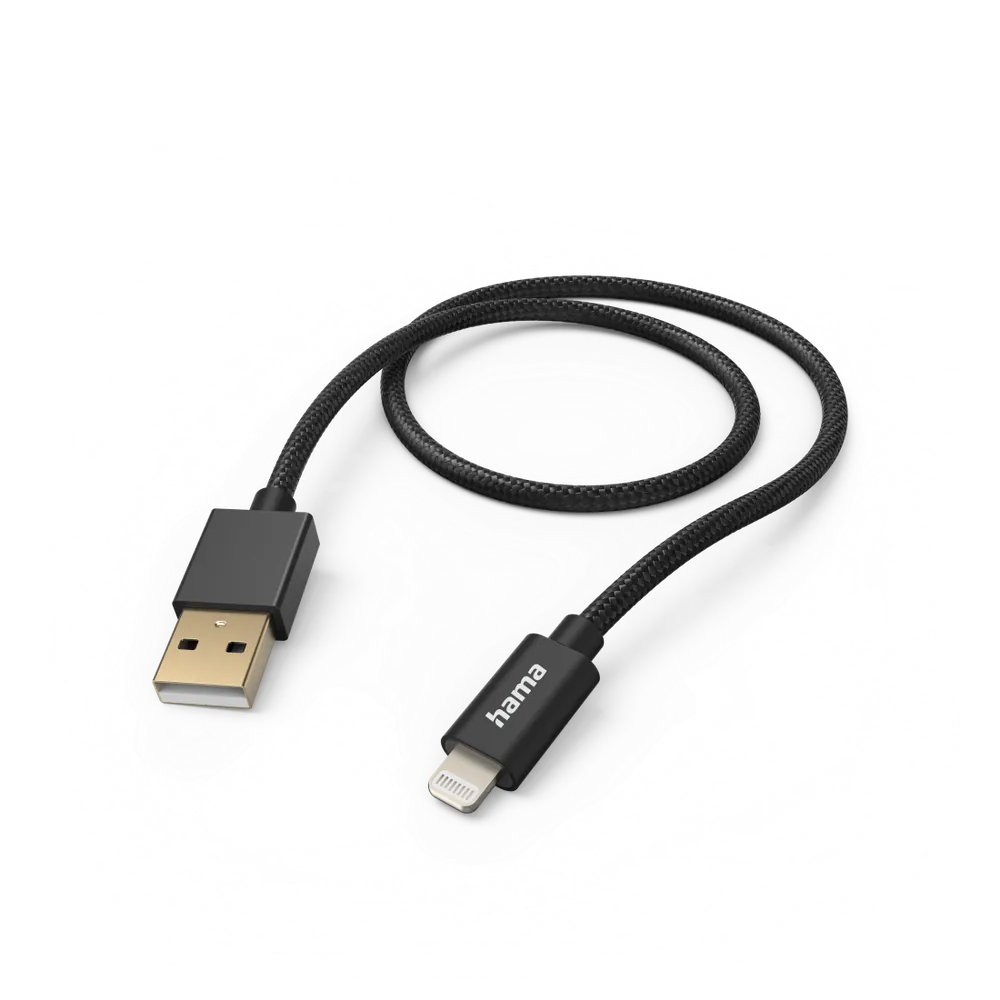 Hama 201544 Ladekabel Fabric USB-A zu Lightning 1,5m schwarz