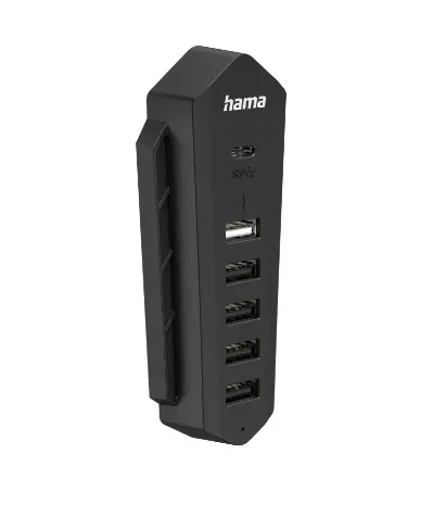 6in1 USB-Hub für Playstation 5, 6 Ports (1x USB-C, 5x USB-A), Schwarz