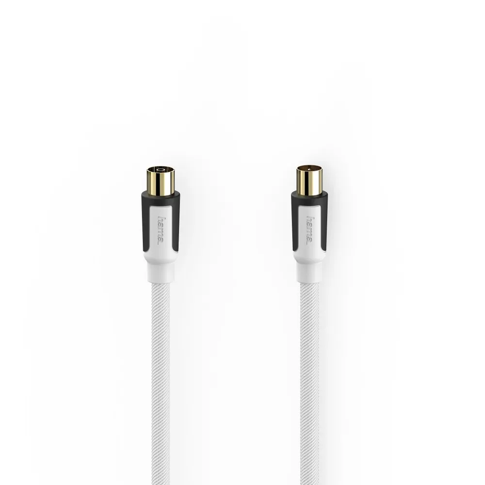 Antennen-Kabel Koax-Stecker-Koax-Kuppl., Gewebe, verg., 3,0 m, 100 dB, Weiß (00205446)