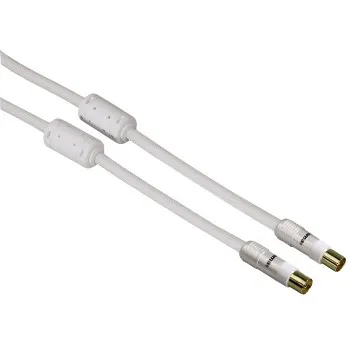 Antennen-Kabel, Koax-Stecker - Koax-Kupplung, 1,5 m, 95 dB, Weiß (00056564)