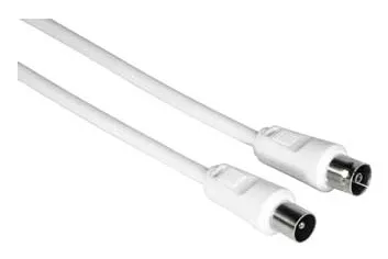 Antennen-Kabel Koax-Stecker - Koax-Kupplung, 1,5 m, 75 dB, Weiß (11900)