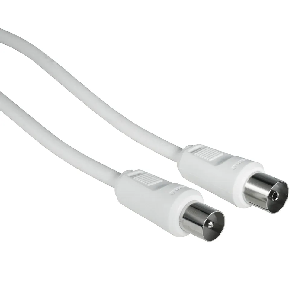 Antennen-Kabel, Koax-Stecker - Koax-Kupplung, 1,5 m, 85 dB, Weiß (00011993)