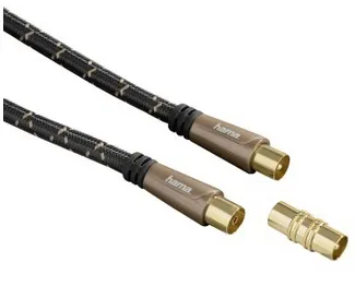 Antennen-Kabel, Koax-Stecker - Koax-Kupplung, Metall, verg., 10,0 m, 120 dB (00122428)