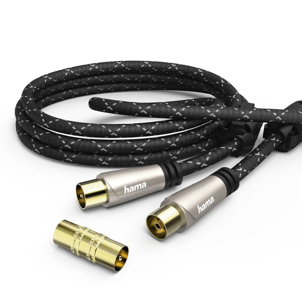 Antennen-Kabel, Koax-Stecker - Koax-Kupplung, Metall, verg., 5,0 m, 120 dB (00179237)