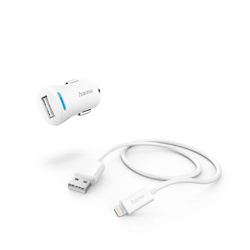 Auto-Ladegerät mit Ladekabel Lightning, 12 W, 1 m, Weiß (00201610)