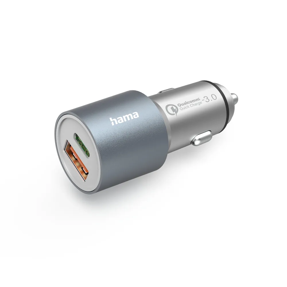 Auto-Schnellladegerät, 1x USB-C, 1x USB-A, PD, 38 W, Metall (00201639)