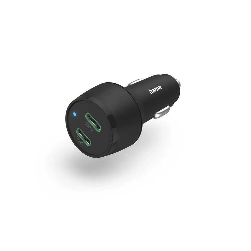 Auto-Schnellladegerät, 2x USB-C, PD, 45 W, Schwarz (00201632)