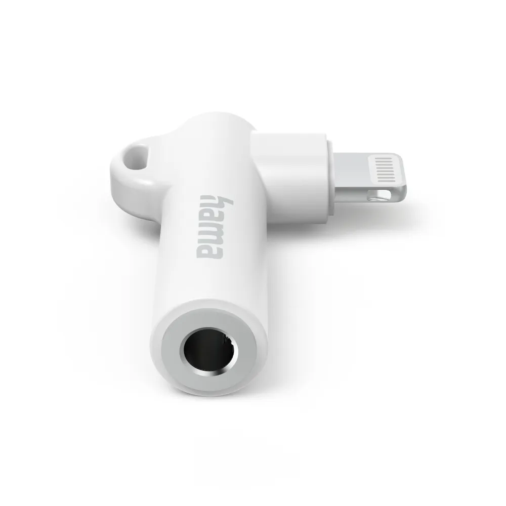 Aux-Adapter Lightning – 3,5-mm-Klinke-Buchse, 90° Winkelstecker, Weiß (00201700)