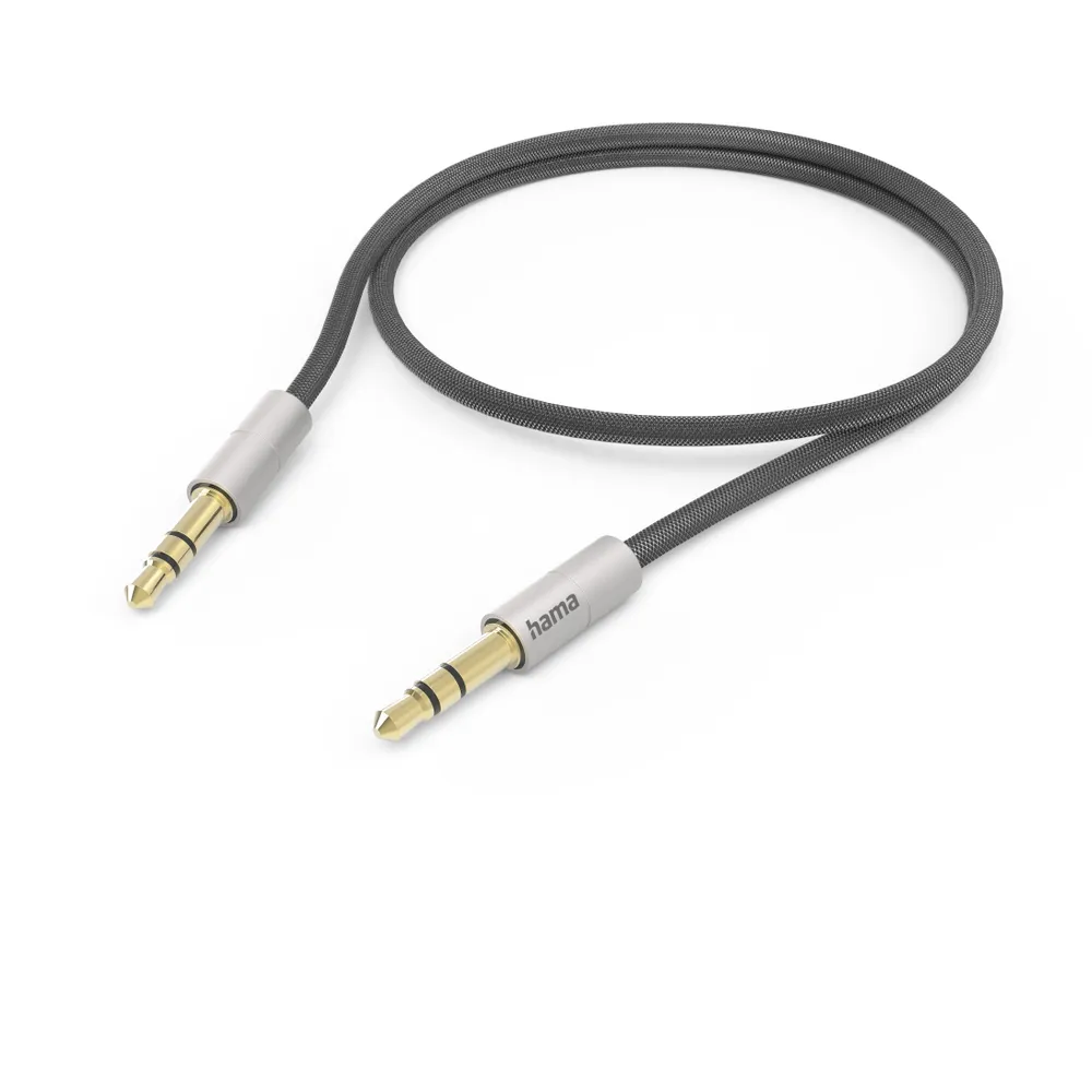 Aux-Kabel “AluLine“ 3,5 mm Klinke – 3,5 mm Klinke, 0,5 m, Silber/Schwarz (00201525)