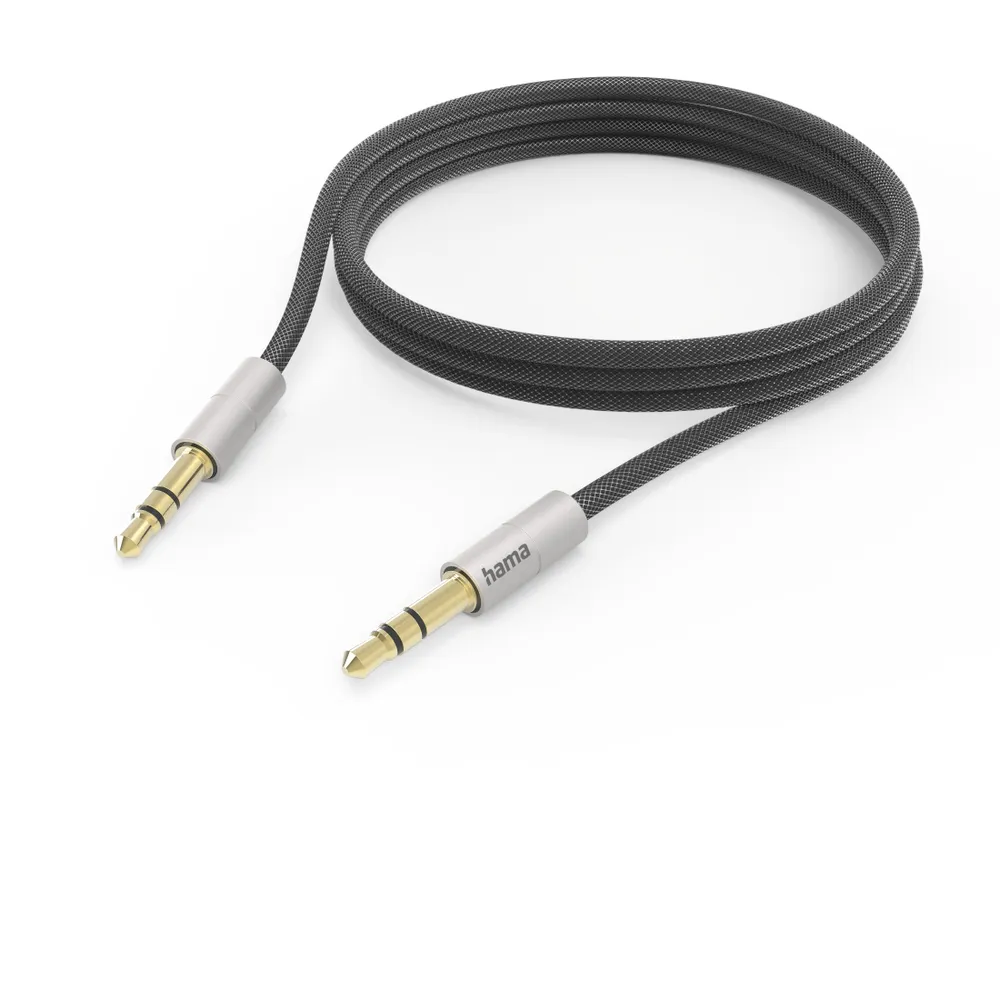Aux-Kabel “AluLine“ 3,5 mm Klinke – 3,5 mm Klinke, 2,0 m, Silber/Schwarz (00201526)