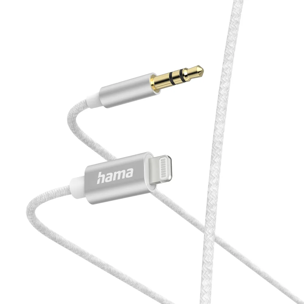 Aux-Kabel Lightning – 3,5-mm-Klinke, Nylon, 1,0 m, Weiß (00201522)