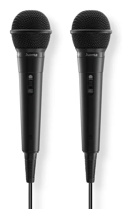 "Dynamisches Mikrofon ""Karaoke"", Klinkenkabel 2,5m + Adap., Ein/Aus, 2er-Set (00046002) Karaoke-Mikrofon"