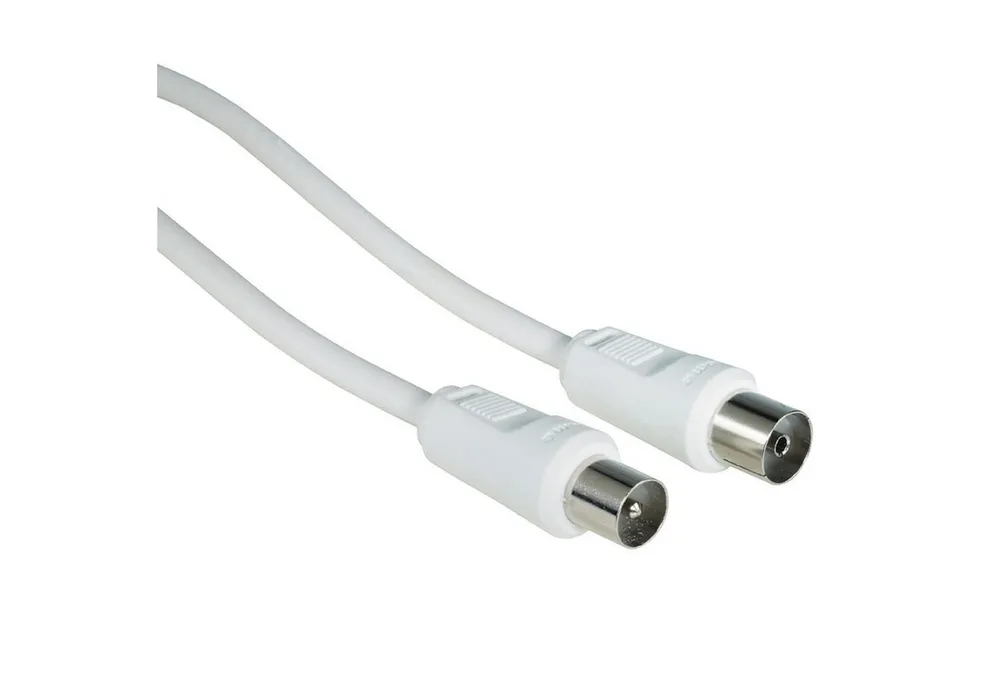 Hama 1,5m Antennen-Kabel Weiß Koaxial-Kabel 75dB TV-Kabel, Fernsehantenne, Fernsehantenne (150 cm), Digital Koax-Kabel Antennenkabel für HD TV LED LCD DVB-C DVB-T DVB-T2
