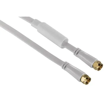 Hama 10m Sat-Kabel Flach 95dB Antennen-Kabel Video-Kabel, F-Stecker, Kein (1000 cm), 10m, Wetterschutzhülle, 4-fach geschirmt, Koaxial-Kabel mit F-Stecker