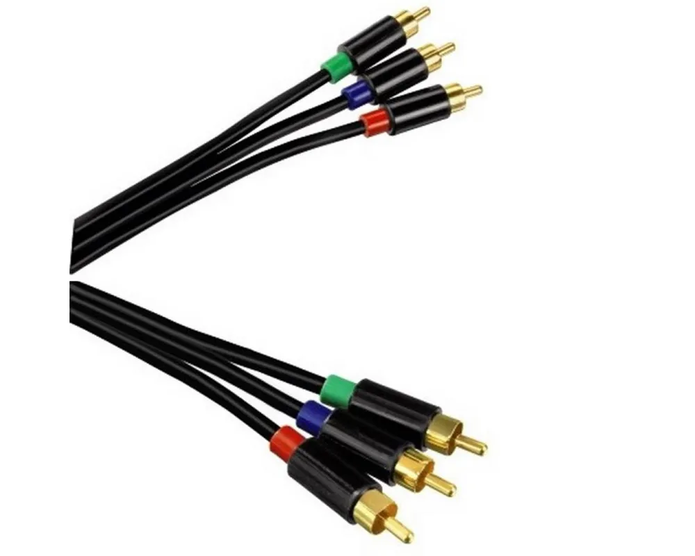 Hama 3m YUV RGB Component-Kabel Gold Audio-Kabel, Cinch, Kein (500 cm), Komponenten-Kabel HD TV, vergoldet, 3x RCA Cinch-Stecker für TV etc.