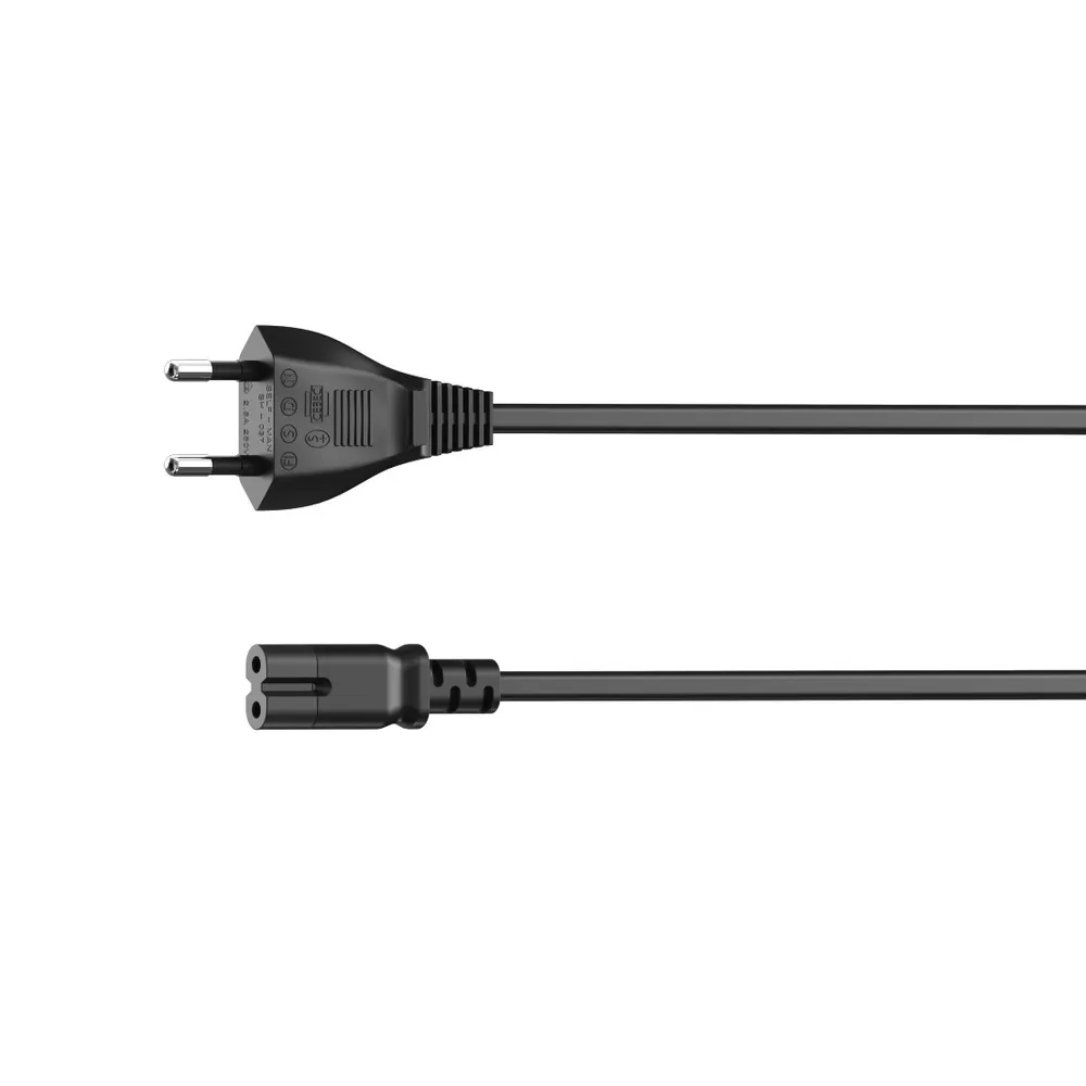 Hama 5m Euro-Stecker Netz-Kabel Strom-Kabel Stromkabel, Euro-Stecker, 2-Pol.-Kupplung (500 cm), Dopplenut Geräte-Kupplung Typ C CEE 7/16 für Konsole TV Radio etc